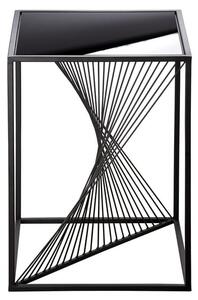 Nixa Glass Side Table Square With Metal Frame In Black