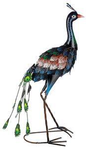 Akron Metal Peacock Sculpture Small In Blue And Green