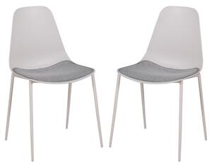 Naxos Stone Metal Dining Chairs With Fabric Seat In Pair