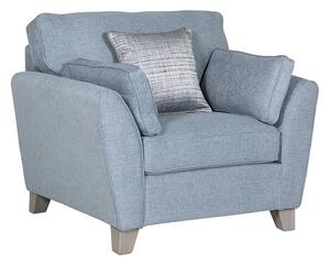 Castro Fabric 1 Seater Sofa In Blue With Cushions