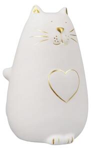 Moline Ceramics Cat Kitty With Heart Sculpture In White