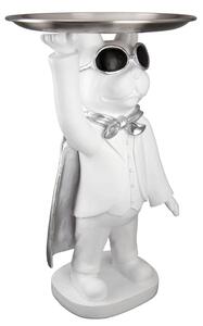 Ocala Polyresin Hero Dog With Tray Standing Sculpture In White