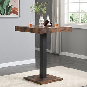 Topaz Wooden Bar Table Square In Rustic Oak