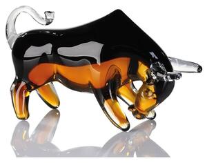 Newark Glass Bull Sculpture In Black And Brown