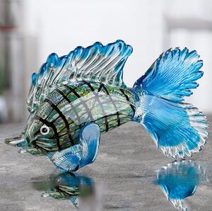 Newark Glass Fish Barracuda Sculpture In Blue And Green