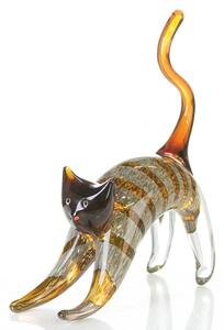 Newark Glass Cat Sculpture In Grey And Orange