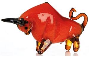 Newark Glass Bull Sculpture In Orange