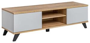 Barrie Wooden TV Stand With 2 Flap Doors In Matt Grey