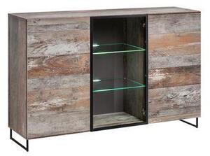 Peoria Wooden Sideboard 3 Doors In Canyon Oak With LED