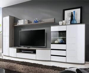 Ocala II High Gloss Living Room Furniture Set In White With LED