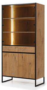 Lorain Display Cabinet Tall 4 Doors In Lancelot Oak With LED