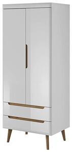 Newry High Gloss Wardrobe With 2 Door 2 Drawers In White