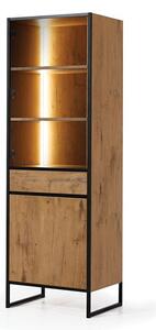 Lorain Display Cabinet Tall 2 Doors In Lancelot Oak With LED