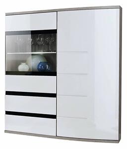 Ocala High Gloss Display Cabinet In White San Remo Oak With LED