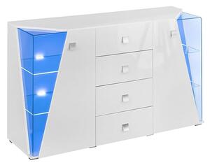 Emory High Gloss Sideboard 2 Doors 4 Drawers In White With LED