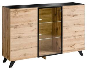 Torino Wooden Sideboard With 3 Doors In Wotan Oak And LED