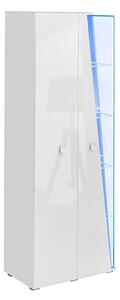 Emory High Gloss Display Cabinet Tall 2 Doors In White With LED