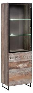 Peoria Wooden Display Cabinet Tall In Canyon Oak With LED