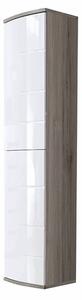 Ocala High Gloss Storage Cabinet Tall In White And San Remo Oak