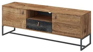 Durham Wooden TV Stand With 2 Doors 1 Drawer In Ribbeck Oak