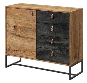 Durham Wooden Sideboard With 1 Door 4 Drawers In Ribbeck Oak