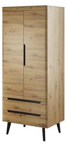 Newry Wooden Wardrobe With 2 Door 2 Drawers In Artisan Oak