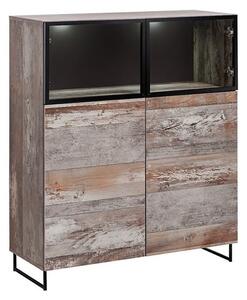 Peoria Wooden Display Cabinet 2 Doors In Canyon Oak With LED