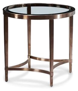 Ritz Glass Round End Table In Clear And Brushed Antique Brass