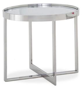 Orla Glass Top End Table In Clear With Polished Steel Base