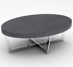 Napoli Oval Coffee Table In Slate High Gloss With Steel Base