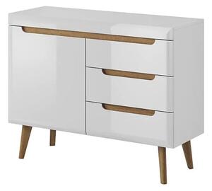 Newry High Gloss Sideboard With 1 Door 3 Drawers In White