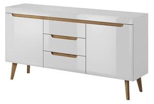 Newry High Gloss Sideboard With 2 Doors 3 Drawers In White