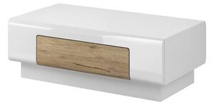 Torino High Gloss Coffee Table With 1 Drawer In White Oak