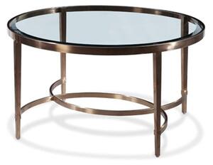 Ritz Glass Round Coffee Table In Clear And Brushed Antique Brass