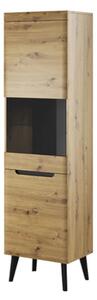 Newry Wooden Display Cabinet Tall With 2 Doors In Artisan Oak