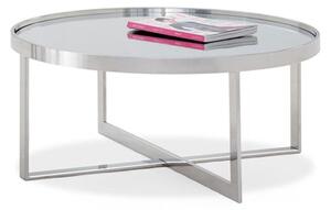 Orla Glass Top Coffee Table In Clear With Polished Steel Base