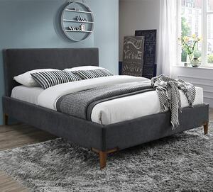 Durban Fabric Double Bed In Dark Grey With Oak Legs