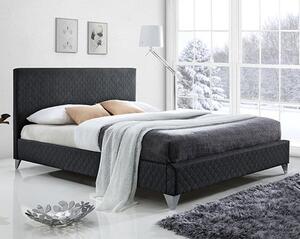 Brooklyn Fabric Upholstered Double Bed In Dark Grey