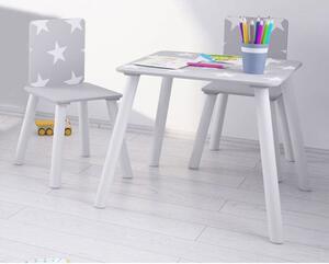 Stars Design Kids Square Table With 2 Chairs In Grey And White