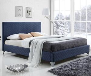 Brooklyn Fabric Upholstered Double Bed In Blue