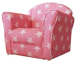 Kids Mini Fabric Armchair In Pink With White Stars