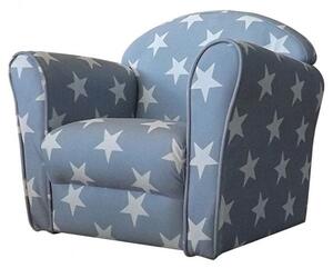 Kids Mini Fabric Armchair In Grey With White Stars