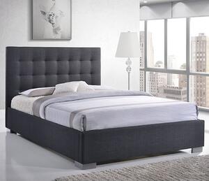 Nevada Fabric Double Bed In Grey With Chrome Metal Legs