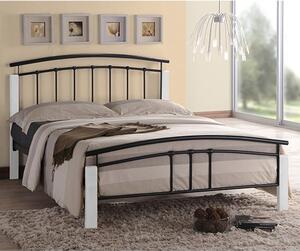 Tetron Metal Single Bed In Black With White Wooden Posts