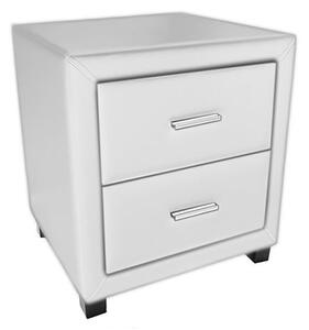 Dorset Faux Leather Bedside Cabinet In White With 2 Drawers