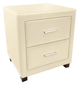 Dorset Faux Leather Bedside Cabinet In Cream With 2 Drawers