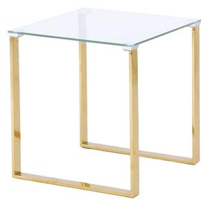 Megan Clear Glass Side Lamp Table With Gold Legs