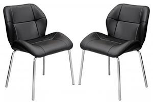 Dinky Bistro Black Faux Leather Dining Chairs In Pair