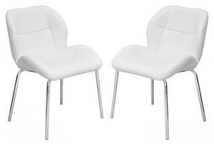 Dinky Bistro White Faux Leather Dining Chairs In Pair