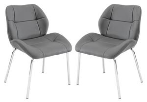 Dinky Bistro Grey Faux Leather Dining Chairs In Pair